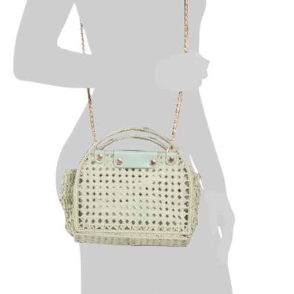 HOUSE OF HARLOW 1960 Framed Raffia Satchel - Picture 5 of 6